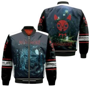 Princess Mononoke San And The Shinigami God At Night Gift for Mononoke hime Fans Bomber Jacket