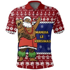 Products American Samoa bChristmas Santa Claus Polynesian Polo Shirt A24