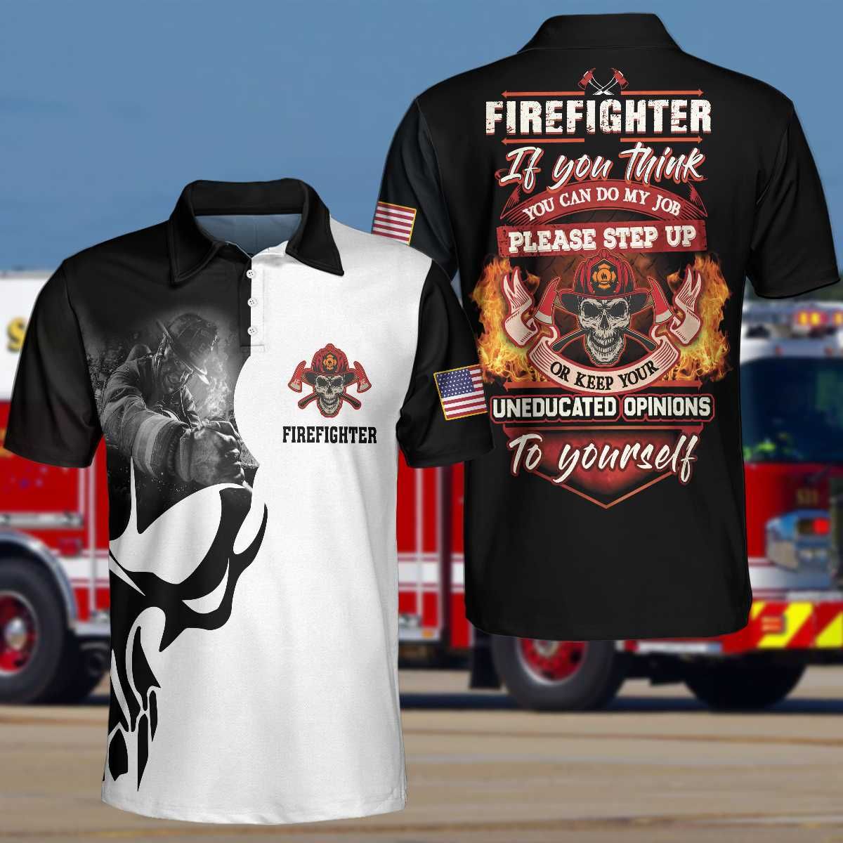 Proud American Firefighter I Dare You To Do My Job Polo Shirt #V Proud American Firefighter I Dare You To Do My Job Polo Shirt #V