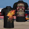 Proud American Firefighter Skull Polo Shirt #V