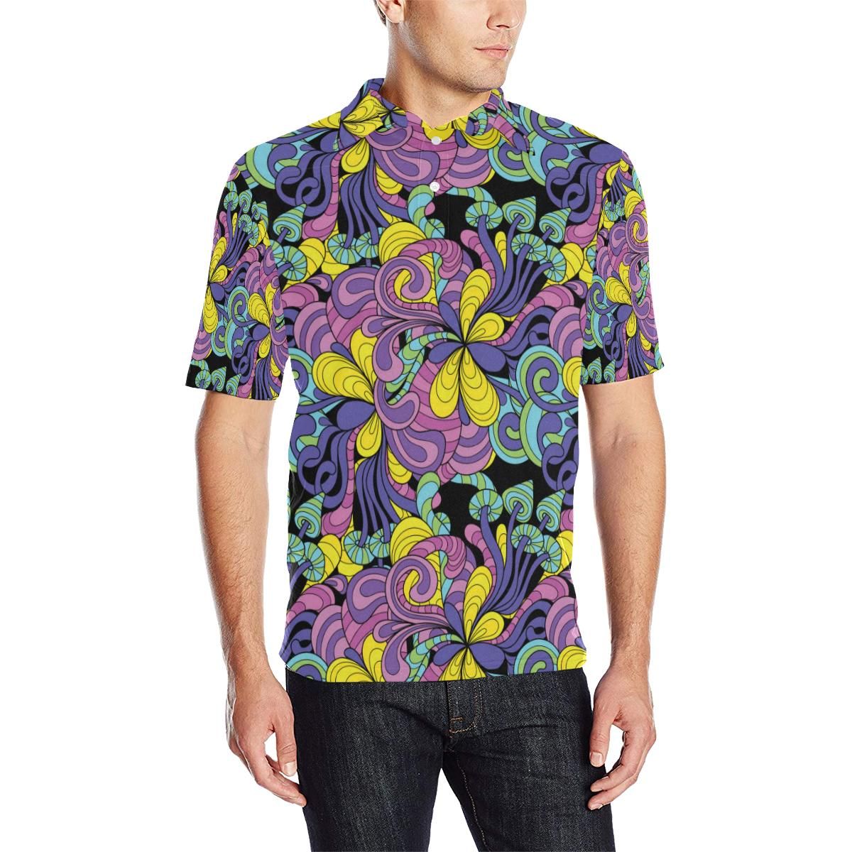 Psychedelic Pattern Print Design A04 Men Polo Shirt Psychedelic Pattern Print Design A04 Men Polo Shirt