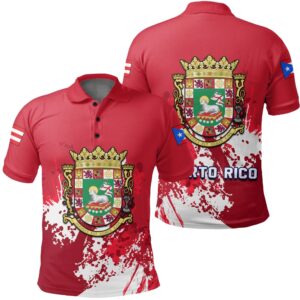Puerto Rico Coat Of Arms Polo Shirt Spaint Style J8W