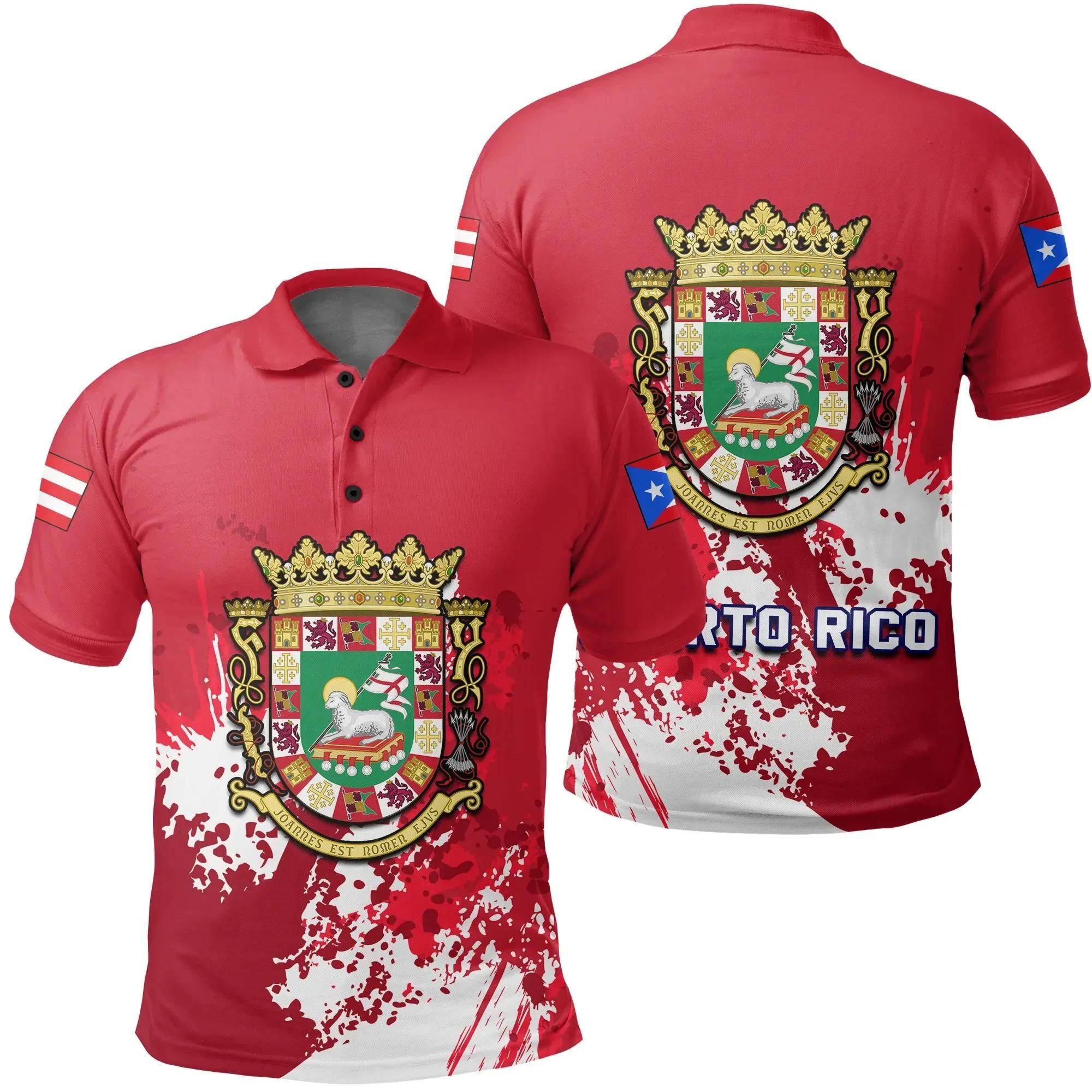 Puerto Rico Coat Of Arms Polo Shirt Spaint Style J8W Puerto Rico Coat Of Arms Polo Shirt Spaint Style J8W