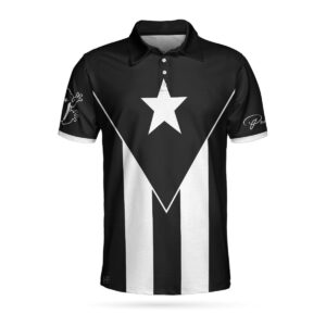 Puerto Rico Flag Black And White 3D All Over Printed Polo Shirt