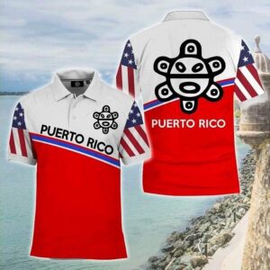 Puerto Rico Red And White Polo Shirt