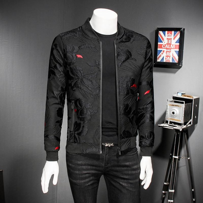 Puff-Jacquard-Black-Men-Slim-Bomber-Jacket-2