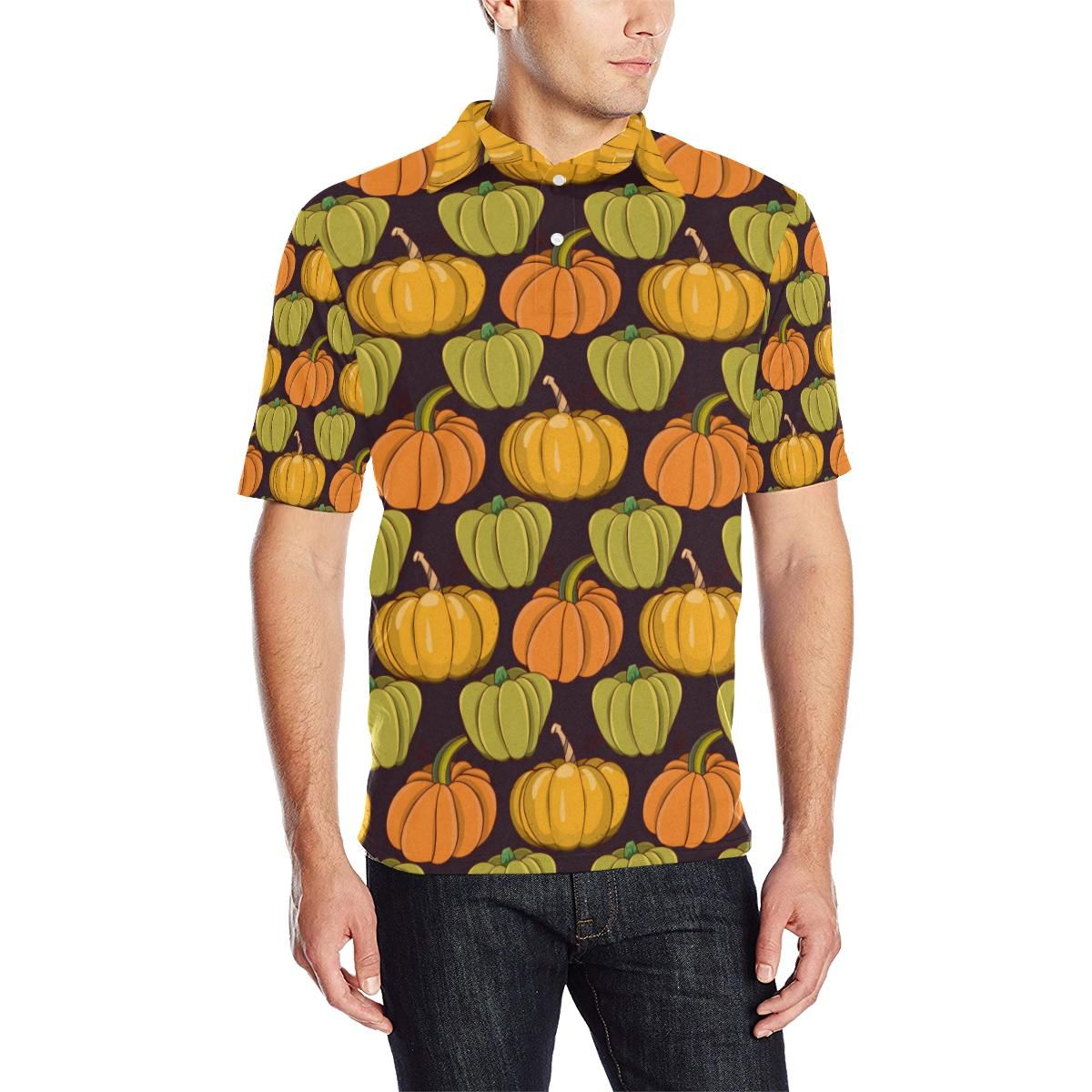 Pumpkin Pattern Print Design A01 Men Polo Shirt Pumpkin Pattern Print Design A01 Men Polo Shirt
