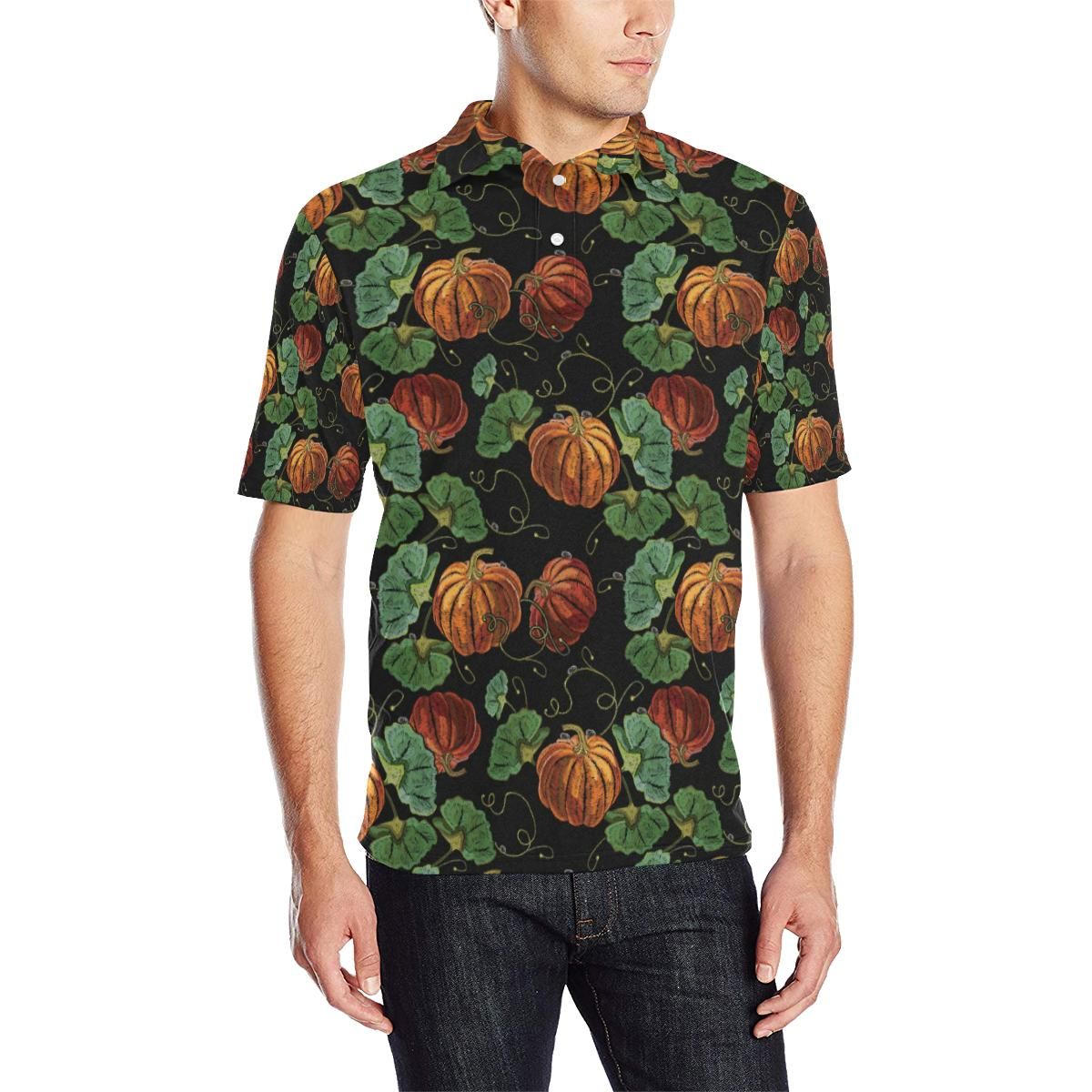 Pumpkin Pattern Print Design A02 Men Polo Shirt Pumpkin Pattern Print Design A02 Men Polo Shirt
