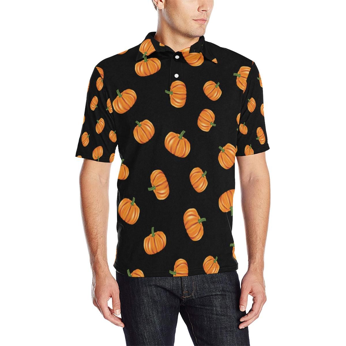 Pumpkin Pattern Print Design A05 Men Polo Shirt Pumpkin Pattern Print Design A05 Men Polo Shirt