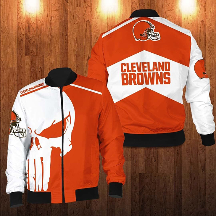 Punisher-Skull-Cleveland-Browns-3D-Bomber-Jacket-1