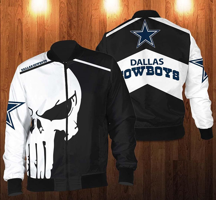 Punisher Skull Dallas Cowboys 3D Bomber Jacket Punisher Skull Dallas Cowboys 3D Bomber Jacket