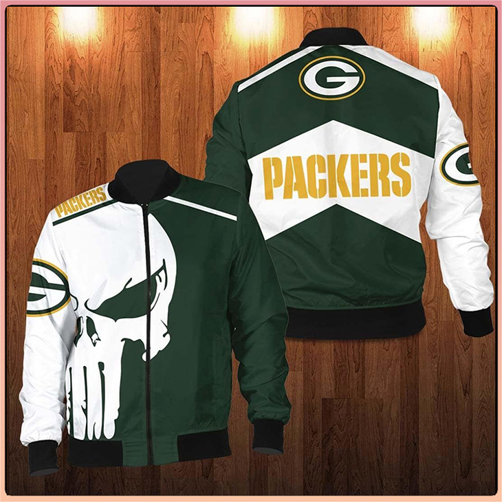 Punisher-Skull-Green-Bay-Packers-3D-Bomber-Jacket-1