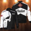 Punisher Skull Indian Motorcycle Logo 3D Bomber Jacket