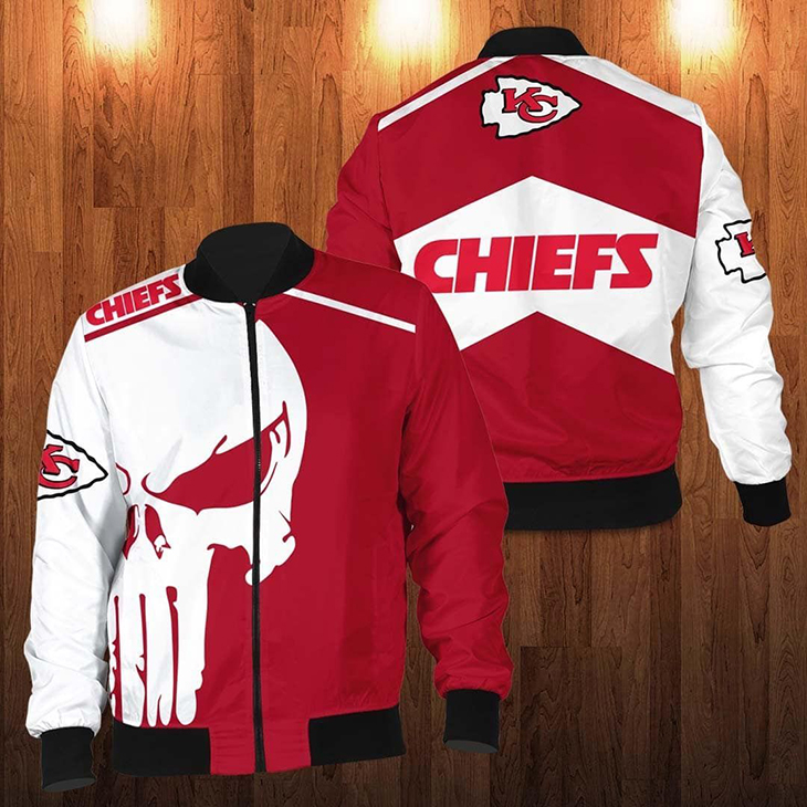 Punisher-Skull-Kansas-City-Chiefs-3D-Bomber-Jacket-1