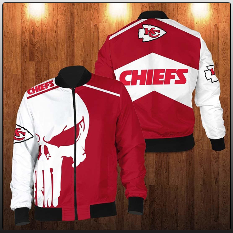 Punisher Skull Kansas City Chiefs 3D Bomber Jacket Punisher Skull Kansas City Chiefs 3D Bomber Jacket