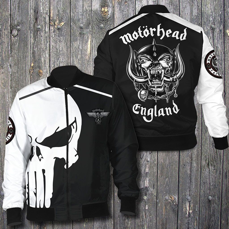 Punisher Skull Motorhead England 3D Bomber Jacket Punisher Skull Motorhead England 3D Bomber Jacket