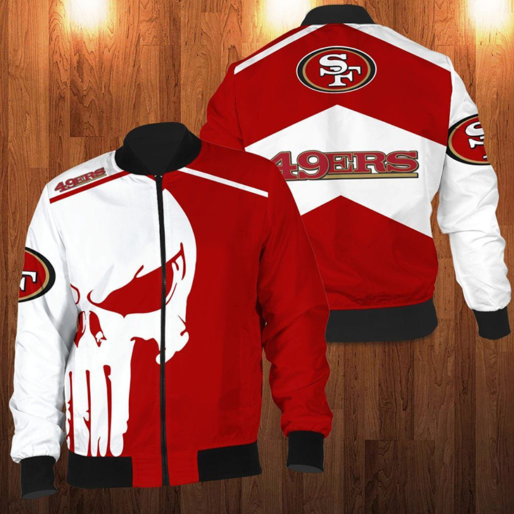 Punisher Skull San Francisco 49Ers 3D Bomber Jacket Punisher Skull San Francisco 49Ers 3D Bomber Jacket
