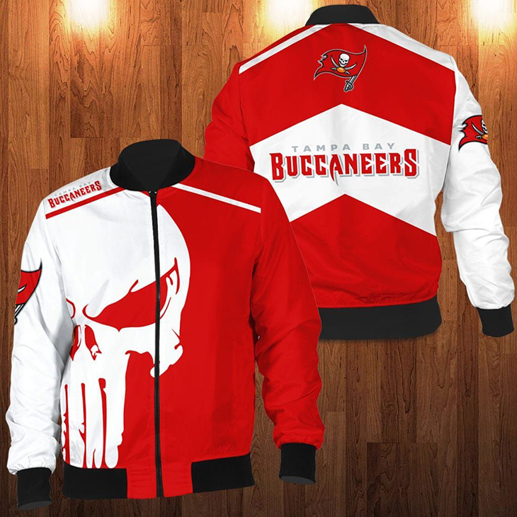Punisher Skull Tampa Bay Buccaneers 3D Bomber Jacket Punisher Skull Tampa Bay Buccaneers 3D Bomber Jacket
