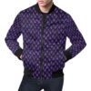 Purple Egg Skin Dragon Pattern Print Mens Bomber Jacket