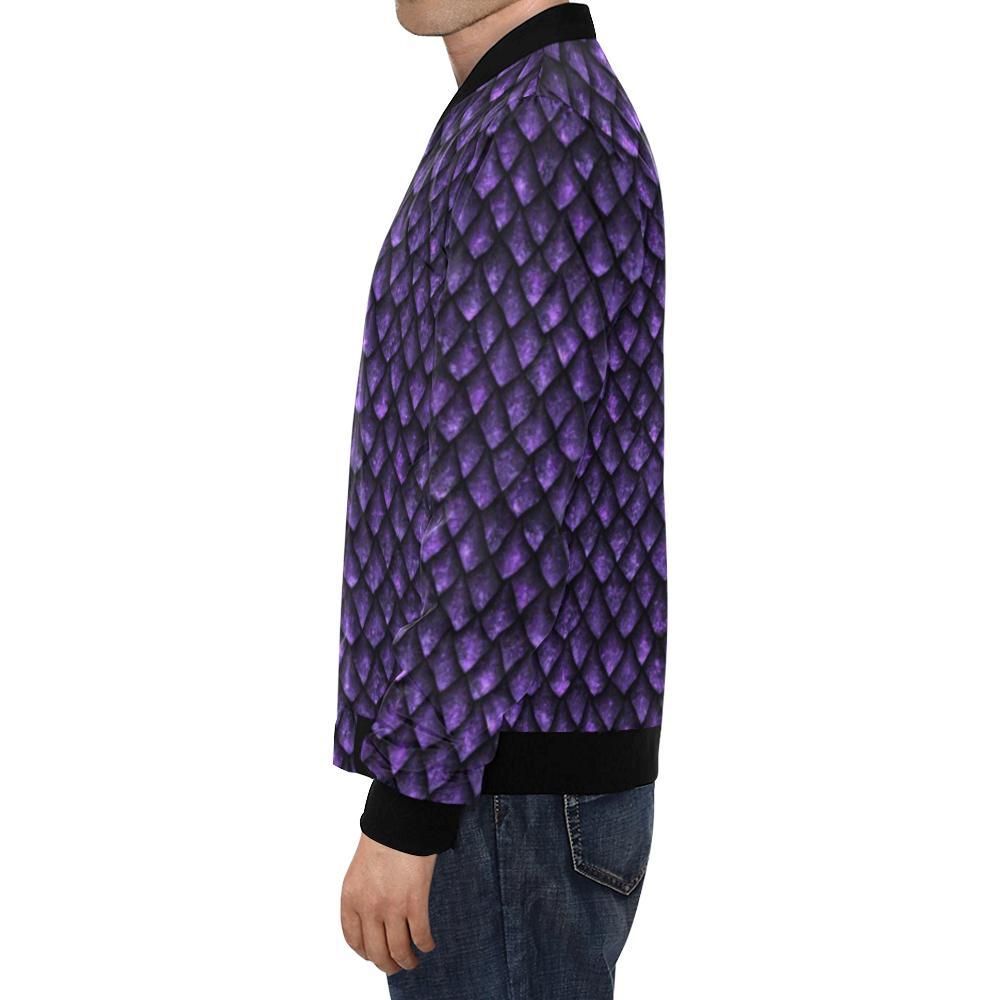Purple-Egg-Skin-Dragon-Pattern-Print-Mens-Bomber-Jacket-2