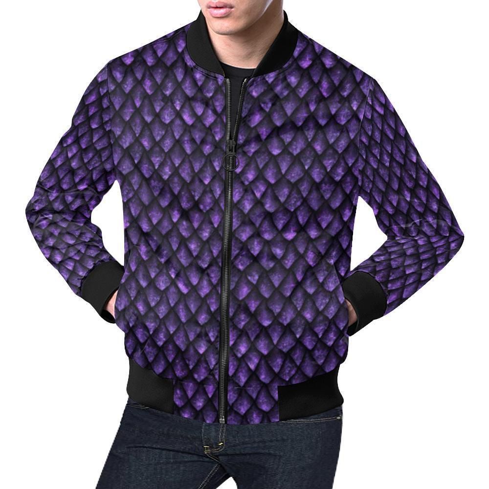 Purple Egg Skin Dragon Pattern Print Mens Bomber Jacket Purple Egg Skin Dragon Pattern Print Mens Bomber Jacket