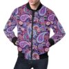 Purple Paisley Pattern Print Mens Bomber Jacket