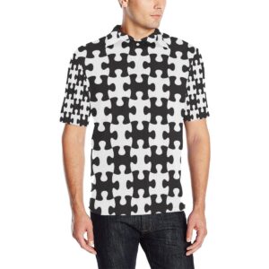 Puzzle Black White Pattern Print Design A02 Men Polo Shirt
