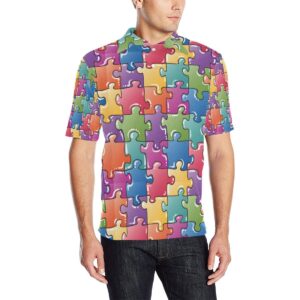 Puzzle Pattern Print Design A05 Men Polo Shirt