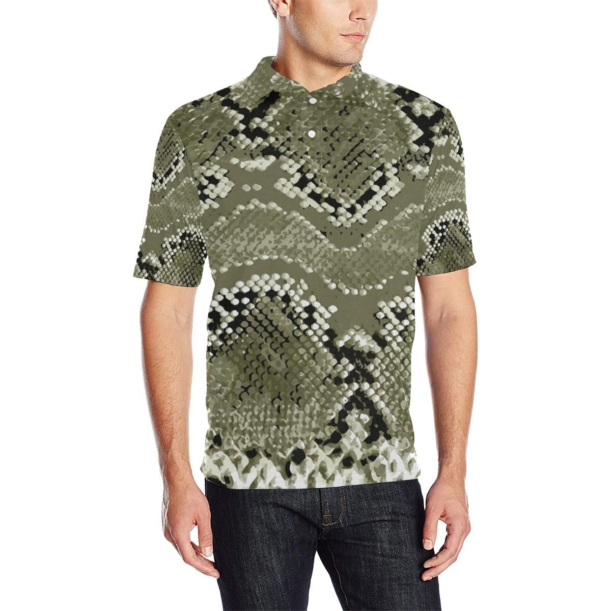 Python Pattern Print Design A04 Men Polo Shirt Python Pattern Print Design A04 Men Polo Shirt