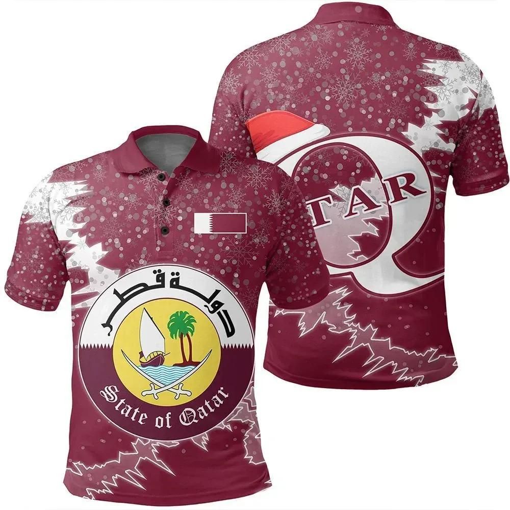 Qatar Christmas Coat Of Arms Polo Shirt X Style J78 Qatar Christmas Coat Of Arms Polo Shirt X Style J78