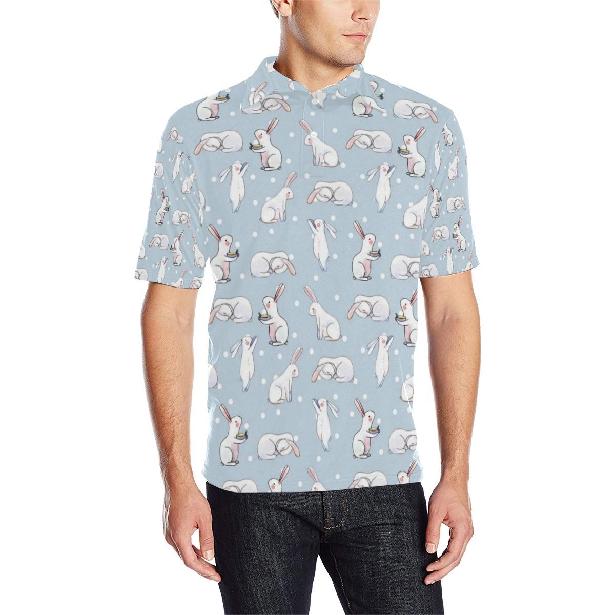 Rabbit Pattern Print Design Rb06 Men Polo Shirt Rabbit Pattern Print Design Rb06 Men Polo Shirt
