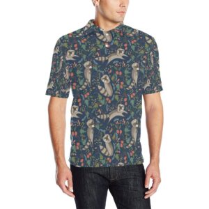 Raccoon Pattern Print Design A02 Men Polo Shirt