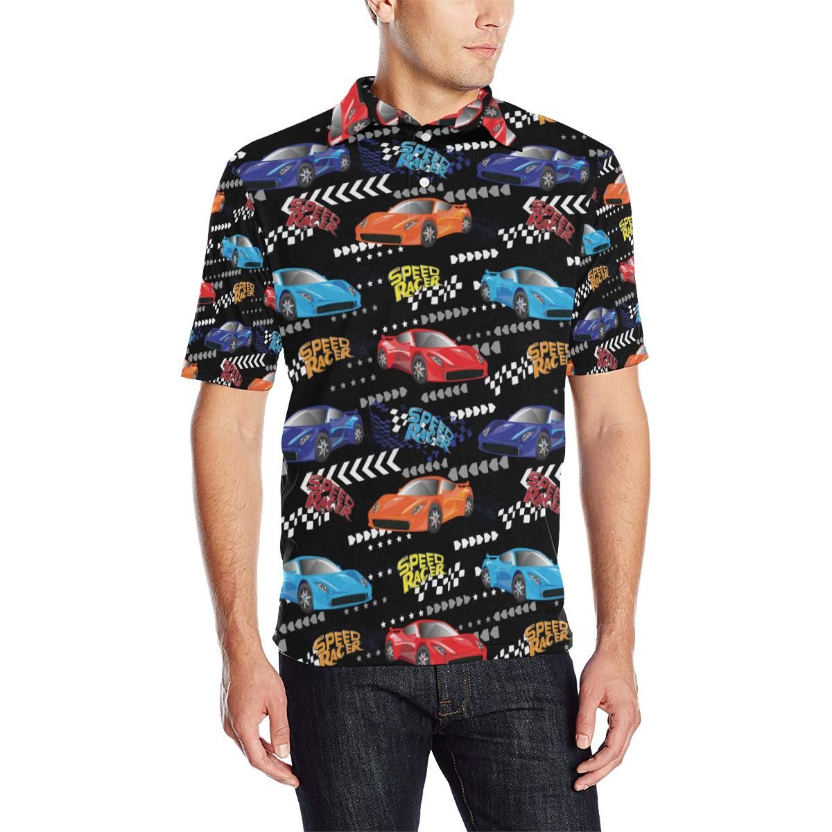 Racing Pattern Print Design A05 Men Polo Shirt Racing Pattern Print Design A05 Men Polo Shirt