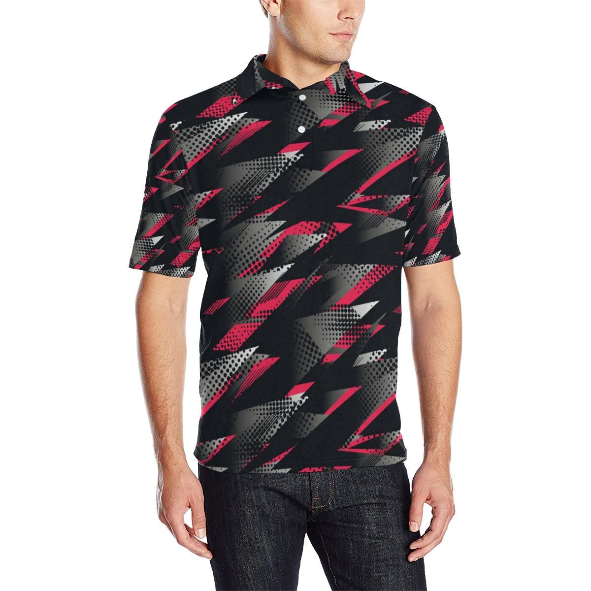 Racing Style Pattern Print Design A04 Men Polo Shirt Racing Style Pattern Print Design A04 Men Polo Shirt
