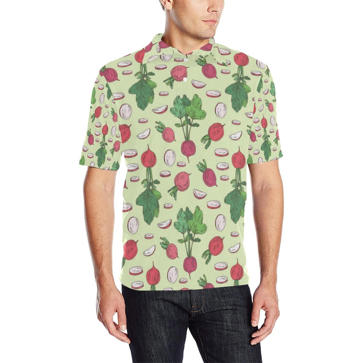 Radish Pattern Print Design A04 Men Polo Shirt Radish Pattern Print Design A04 Men Polo Shirt