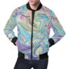 Rainbow Marble Pattern Print Mens Bomber Jacket