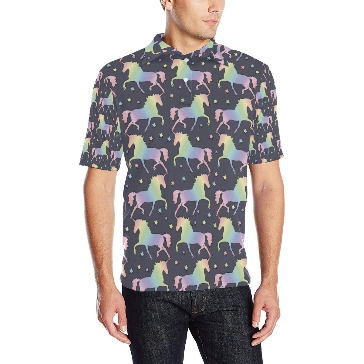 Rainbow Pattern Print Design A05 Men Polo Shirt Rainbow Pattern Print Design A05 Men Polo Shirt