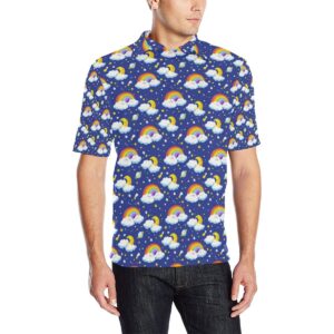 Rainbow Space Design Print Men Polo Shirt