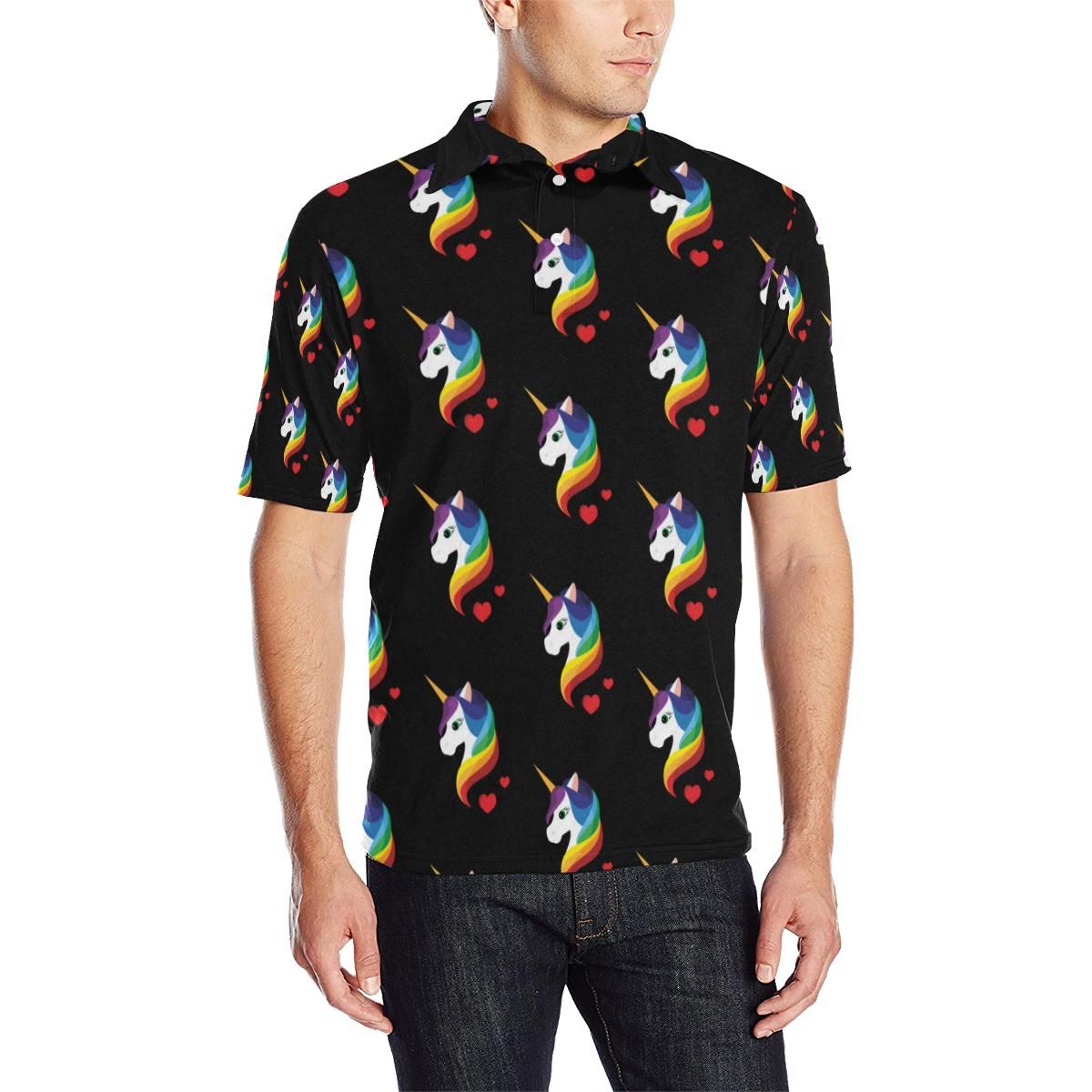 Rainbow Unicorn Pattern Print Design A03 Men Polo Shirt Rainbow Unicorn Pattern Print Design A03 Men Polo Shirt
