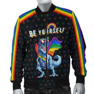 Rainbowrains Men's Bomber Jacket -  LGBT T-Rex - BN24 Bomber Jacket