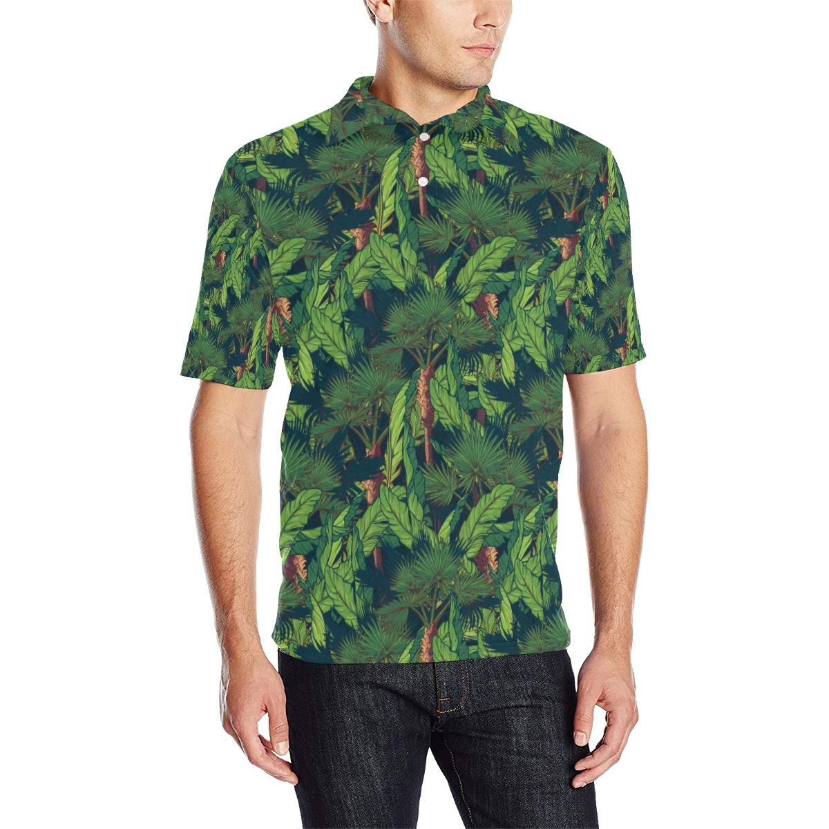 Rainforest Pattern Print Design A01 Men Polo Shirt Rainforest Pattern Print Design A01 Men Polo Shirt