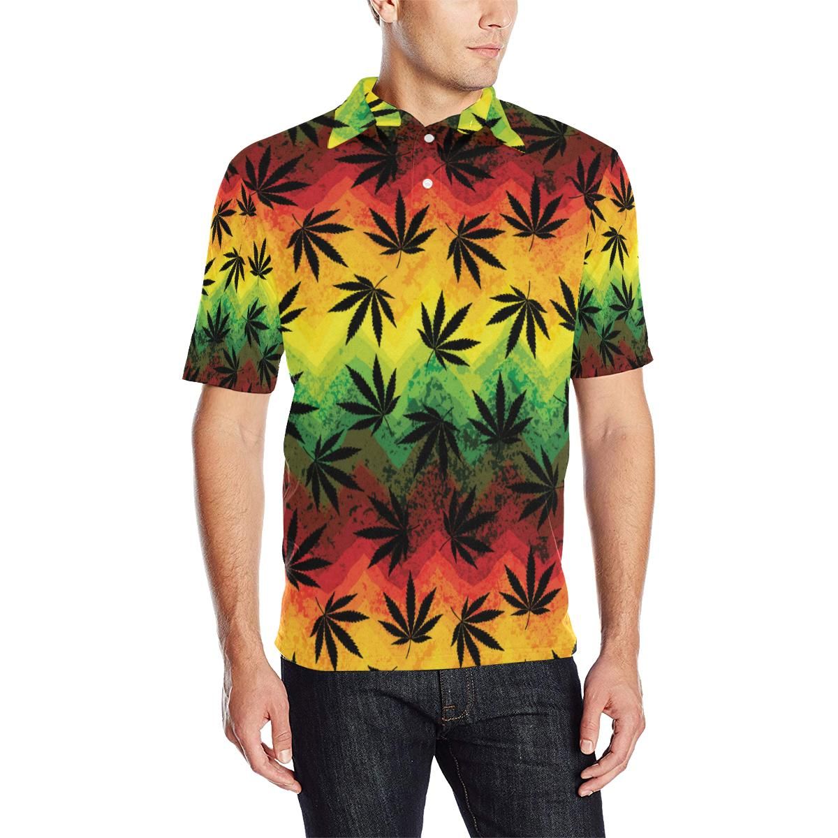 Rasta Pattern Print Design A02 Men Polo Shirt Rasta Pattern Print Design A02 Men Polo Shirt