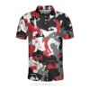 Red And White Camouflage Golf 3D All Over Printed Polo Shirt