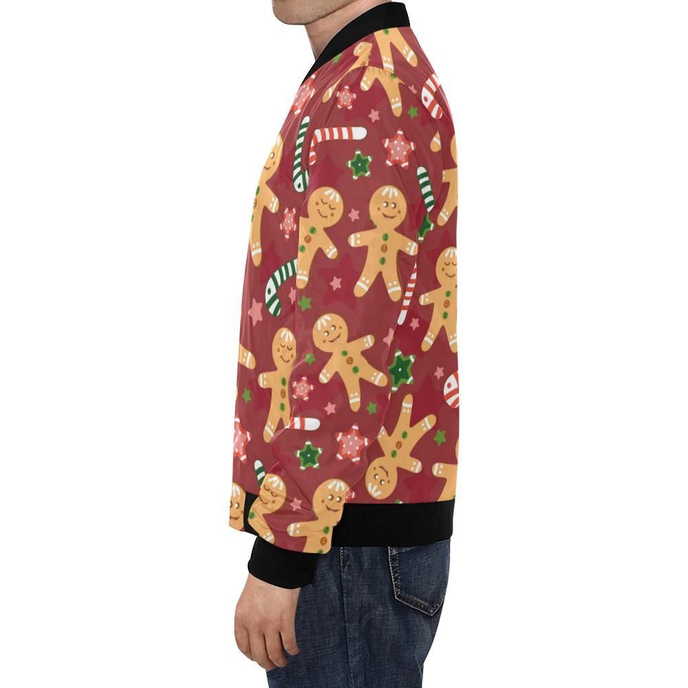 Red-Gingerbread-Man-Chirstmas-Pattern-Print-Mens-Bomber-Jacket-1