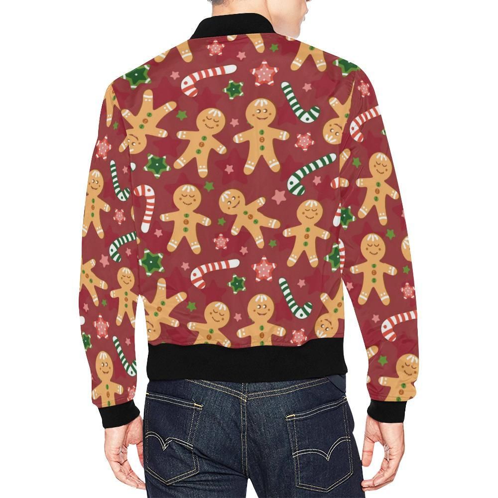 Red-Gingerbread-Man-Chirstmas-Pattern-Print-Mens-Bomber-Jacket-2