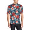 Red Hibiscus Blue Scene Men Polo Shirt