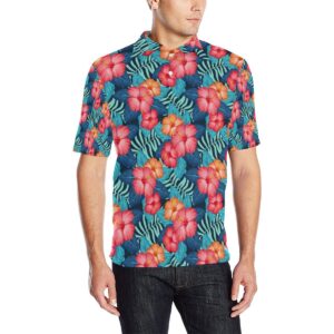 Red Hibiscus Pattern Print Design Hb02 Men Polo Shirt