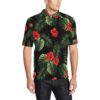 Red Hibiscus Tropical Men Polo Shirt