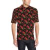Red Rose Themed Print Men Polo Shirt