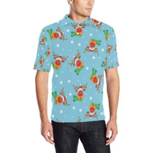 Reindeer Cute Pattern Print Design 02 Men Polo Shirt